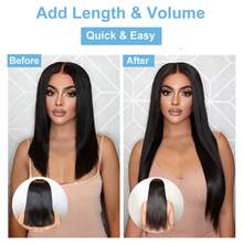BINF 8pcs Vietnamese Straight Human Hair Clip-In Extensions Natural Black 8-26 Inches - Natural Black - View 5