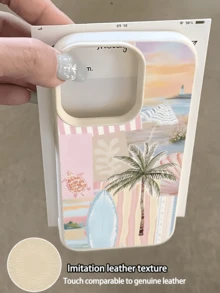 1pc White Beach Scenery Collage Minimalist Personalized TPU Shockproof Full Coverage Phone Case, Compatible With Apple 17, 16, 15, 14, 13, 12, 11 Pro Max, Air, And Series - Multicolor - View 5