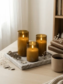 1/2/3pcs Flameless Candles With Remote Control And Timer Function, Suitable For Home Decor, Fireplace, Wedding, Holiday, Party Decoration, Table Centerpiece, Gift - Amber - View 2