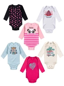 Baby Bodysuit 5 Pieces Unisex Girl Or Boy WINTER SEPARATE SEPARATE BODYSUIT Newborn Layette - 2510 - FEMININE - 羅莎 - 查看 5