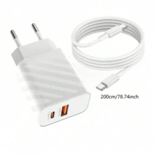 40W Dual Port Fast Charger | USB-C + USB-A Dual Port | Supports PD3.0 And QC3.0 Fast Charging Protocols | Compatible With Apple 15/14/13 Series, Air, IPad And Android Devices - EU C Type Plug(220-240V) - View 9