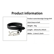 Unisex Retro VCD Buckle 105cm PU Leather Belt, Multifunctional Black & White Decorative Belt, Gift For Jeans - CVD-white - View 3