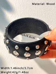 1pc Black & Pink Heart-Shaped Bracelet, Resin Material Y2K Goth Style With Stripe & Glitter Decor, Unique Fashion Accessory Suitable For Women And Girls - Multicolor - View 12