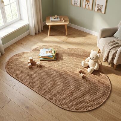 1pc Interesting Area Rug, 1000g/M² Faux Sisal Carpet, Soft & Fluffy, Non-Slip & Washable Floor Mat, Rug For Living Room Bedroom, Decorative Home Decor Carpet