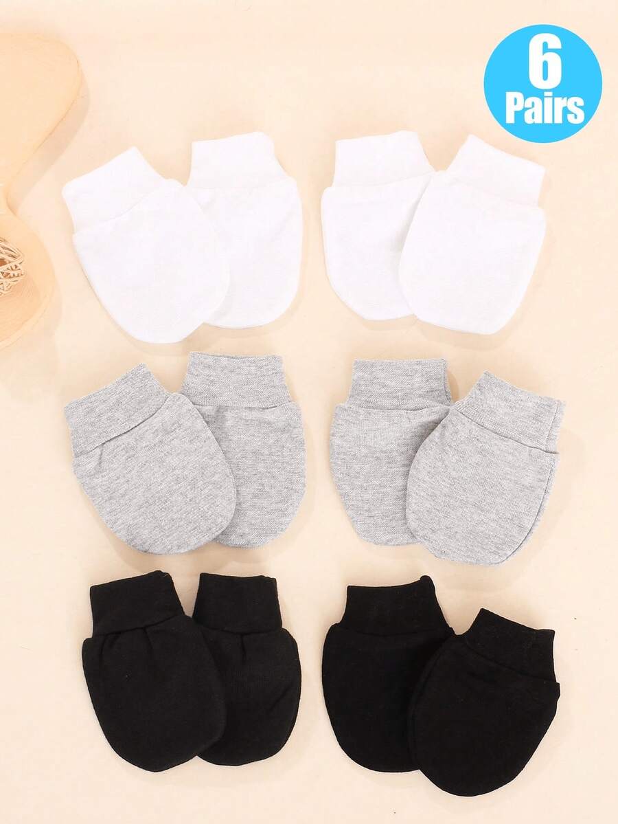 6 Pairs Newborn Baby Cute Anti-Scratch Mittens Set, Multi-Color, For Daily Use - Multicolor - View 1