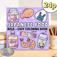 Japanese Cuisine Coloring Book - Easy To Use, Featuring Cute And Delicious Food Characters, Perfect For Relaxation And Leisure Time, Great Gift For Friends, Couples, Family, Mother's Day, Mom, Back To School, Painting And Learning Supplies, 24 Pages, Coloring Book - Delicious Food - View 3