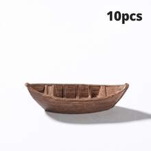 10件套迷你树脂船模套装 - 微型船，适用于水族箱鱼缸装饰 | 盆景微景观 - 棕色 - 查看 11