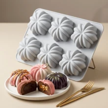 1-Piece 6-Compartment Succulent-Shaped Mousse Cake Baking Mold, DIY Dessert Pudding Mold, Chocolate Cake Making Mold, Heat-Resistant And Reusable - View 4