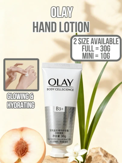  OLAY Brightening & Moisturizing Hand Cream, 30g Regular Size And 10g Travel Size, Peach Scent, Niacinamide B3+ Formula, Brightens And Moisturizes, Non-Greasy Quick-Absorbing Texture, Repairs Dry Rough Skin, Evens Skin Tone, Nourishes Soft Skin, Essential Daily Hand Care, Portable Travel Size, Ideal Gift For Women