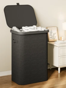85L/105L Foldable Laundry Basket With Lid, Removable Washable Mesh Bag, Fashionable Collapsible Storage Organizer For Bedroom Bathroom Kitchen Dorm Room Closet, Portable Hamper Container With Handle, Space-Saving Lightweight Design For Home Organization And Clothing Storage Solutions - Multicolor - View 3