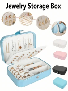 1pc Large Capacity Travel Jewelry Box, Multi-Functional Jewelry Storage Box, Portable Jewelry Display Case, Suitable For Storing Rings, Necklaces, Earrings, Lipsticks And Perfumes, A Must-Have Travel Accessory, Suitable For Beach, Bedroom, Living Room, Dorm Use, Great Gift For Girlfriend, Birthday, Holiday - Multicolor - View 3