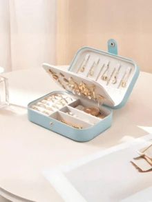 1pc Large Capacity Travel Jewelry Box, Multi-Functional Jewelry Storage Box, Portable Jewelry Display Case, Suitable For Storing Rings, Necklaces, Earrings, Lipsticks And Perfumes, A Must-Have Travel Accessory, Suitable For Beach, Bedroom, Living Room, Dorm Use, Great Gift For Girlfriend, Birthday, Holiday - Multicolor - View 15