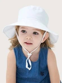 2 piezas Sombrero de cubo ajustable con protección solar, transpirable y casual, de unicolor con estampado, adecuado para viajes al aire libre y uso diario para niños - Multicolor - Ver 4