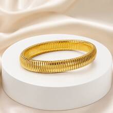 Pulsera elástica acanalada para hombre y mujer, 8 pulgadas, color dorado/plateado/negro. - 8 pulgadas - Ver 5