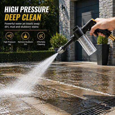 1pc Lightning High Pressure Powerful Washer, Portable High Pressure Car Wash Foam Gun With Long Handle, 2X Stronger Spray Force, Easy For Women/Elderly To Use, Suitable For Car Washing, Watering Plants, Cleaning And Tire Inflation, Watering Can
