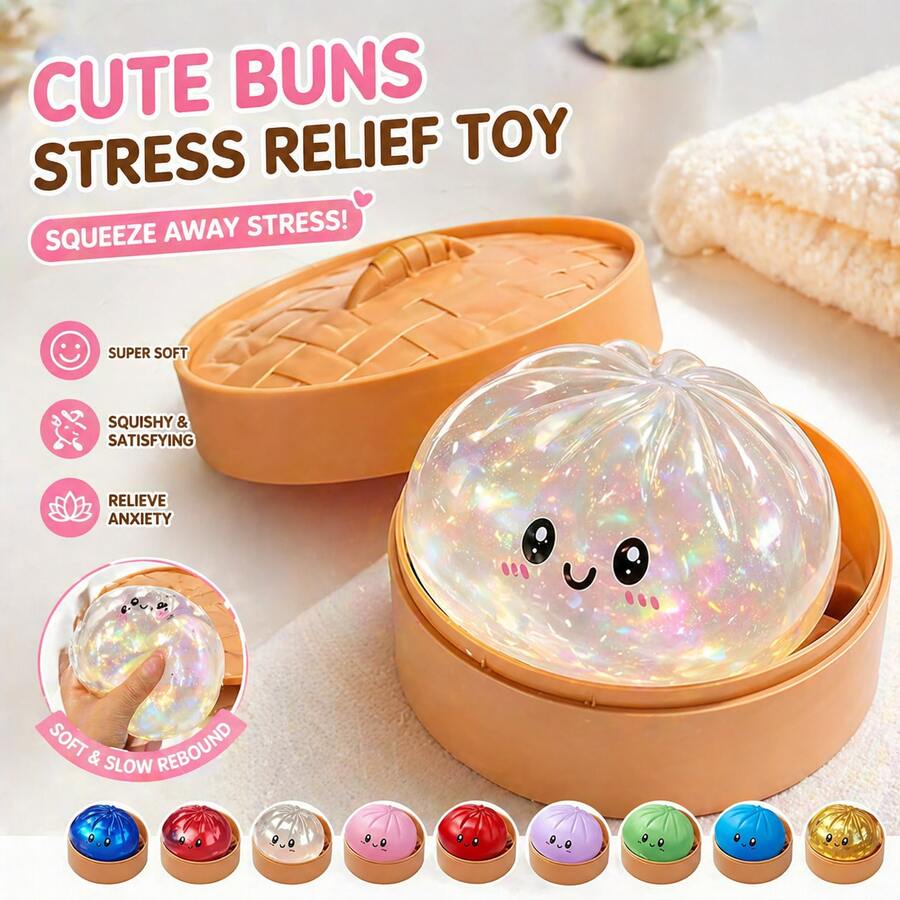 Glitter Dumpling Squishy Set 10 Colors Soft Slow Rising Squeeze Toys Cute Sensory Fidget Toy Stress Relief Party Favors Gift - 白色 - 查看 1