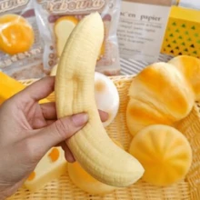 Soft Squeezable Slow Rebound Banana Collectible Toy, Realistic Banana Texture, Soft Squeeze Stress Relief, Sensory Toy, Squeeze Toy, Creative Decorative Small Gift, Suitable For 14 Years And Above - Multicolor - View 10