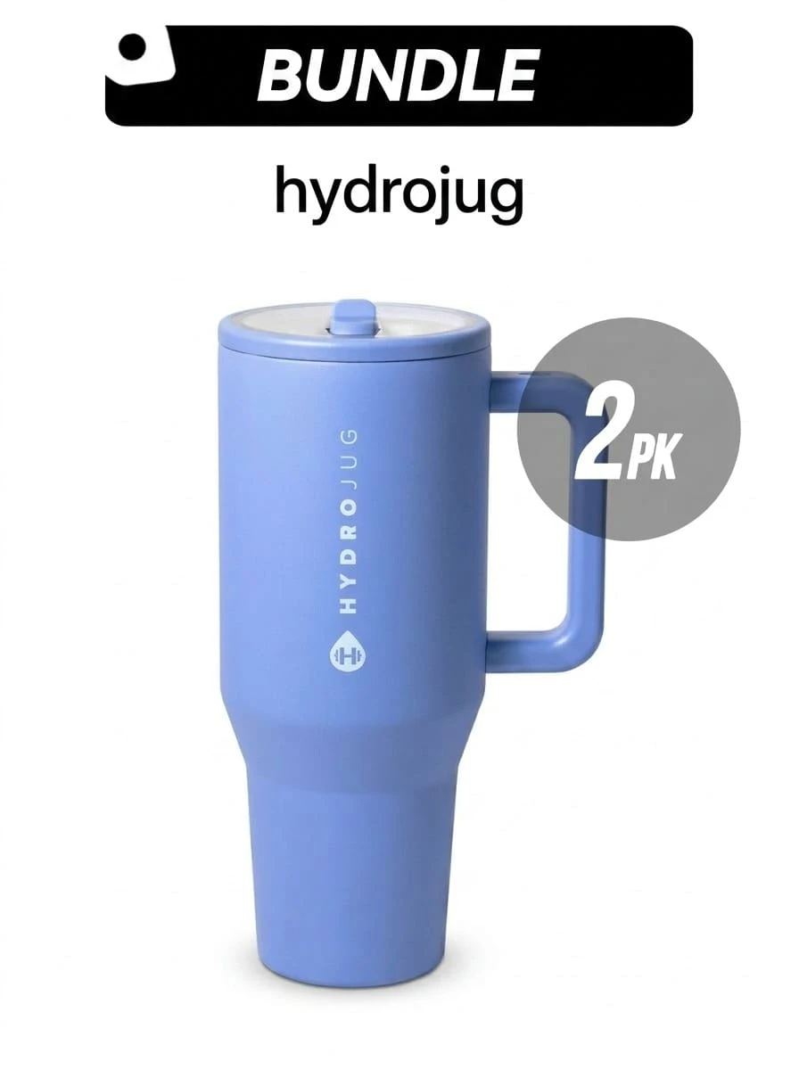 HydroJug 32盎司旅行运动水壶套装,便携式吸汗防漏轻便耐用多功能户外男女通用蓝色 CUPLBLUSTDCUP3 CUPLBLUSTDCUP3 - 藍色*2 - 查看 1