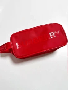 Burberry Boberly 紅色長方形化妝包，22*10cm，尼龍布料，大容量且便攜，可收納化妝品，輕巧耐用，適合個人使用或送禮 - 紅色 - 查看 6