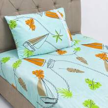Single Jersey Knit Sheet Set, 2 Pieces, Printed, 100% Cotton, Elastic, Pillowcase With Zipper, Standard Box Spring Bed, Durable Bedroom - 淡綠 - 查看 1