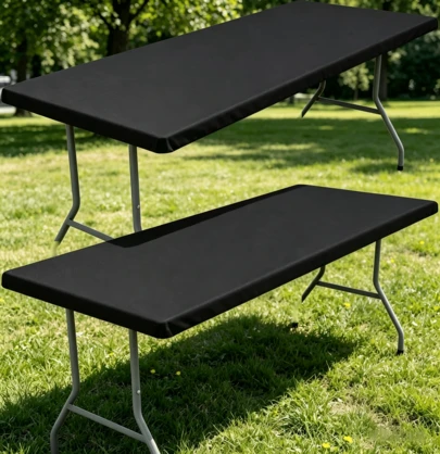 2 Piezas de Fundas de Mesa de Spandex Rojas 183x76cm (6 pies) | Cubierta Elástica Impermeable con Ajuste Perfecto, Resistente y Lavable, Diseño Moderno para Eventos, Pascua, Primavera, Bodas, Picnics y Uso Universitario, Protección Completa para Mesas Plegables