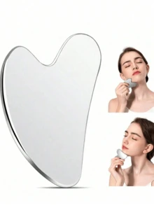 1pc Stainless Steel Heart-Shaped Facial Massage Tool, Portable Muscle Relaxation Massage Board, Stainless Steel Gua Sha Tool, Facial Massage Tool, Soft Metal Gua Sha Tool, Used To Reduce Facial And Body Swelling, Beauty Gua Sha Tool, Suitable For Body, Eye And Neck Massage, Valentine's Day Gift, Holiday Supplies, Massage - Multicolor - View 2