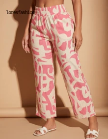 Pantalónpara Mujer de Pierna Ancha con Cintura Alta Elástica y Pretina Ancha, Diseño Suelto y Fluido que Estiliza la Figura, Estampado de Lunares Grandes Moderno y Elegante, Tela de Rayón Ligera, Suave, Transpirable y de Alta Calidad que No se Arruga ni Hace Bolitas, Pantalón Largo Cómodo con Bolsillos Laterales y Ajuste Relajado, Ideal para Vacaciones, Playa, Paseos, Compras o Uso Diario, Look Casual Chic Versátil para Primavera, Verano y Otoño, Fácil de Combinar con Camisetas, Tops, Blusas o Sandalias, Prenda Femenina Moderna que Aporta Frescura, Movimiento y Estilo en Cualquier Ocasión - Rosa - Ver 3