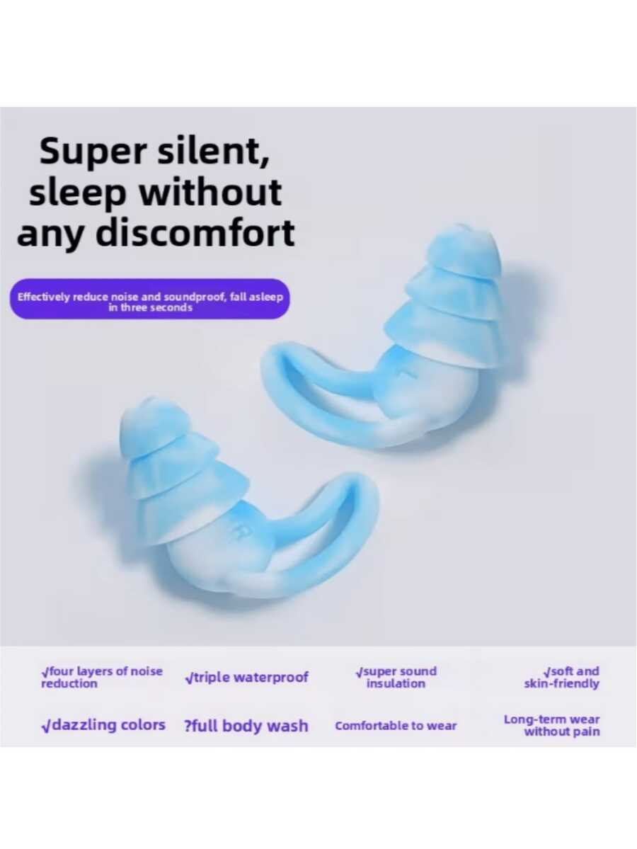 2 nút bịt tai silicon trắng chống ồn, chống nước, thích hợp cho bơi lội, ngủ, lặn, bảo vệ tai thoải mái. - Nhiều màu - Xem 1