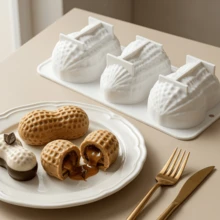 Molde de silicona con forma de cacahuete para pasteles de mousse, adecuado para repostería y postres caseros, chocolate, resistente al calor y fácil de desmoldar, herramienta de horneado reutilizable, regalo para amantes de la comida - Ver 4