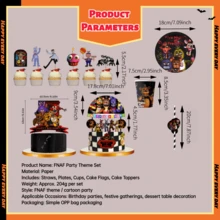 Five Nights at Freddy's FNAF 44件套派对组合套装，包括蛋糕旗、蛋糕装饰插牌、吸管、派对装饰品、节日派对用品、生日派对装饰，适用于万圣节、复活节、圣诞节、毕业典礼等场合。 - FNAF 吸管餐杯 Cake Flag 2 蛋糕插 - 查看 5