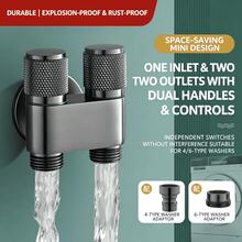 Stainless Steel Angle Valve, 1 Inlet 2 Outlets, Automatic Shut-Off Valve For Washing Machine Water Faucet, 3-Way Connector - Multicolor - View 1