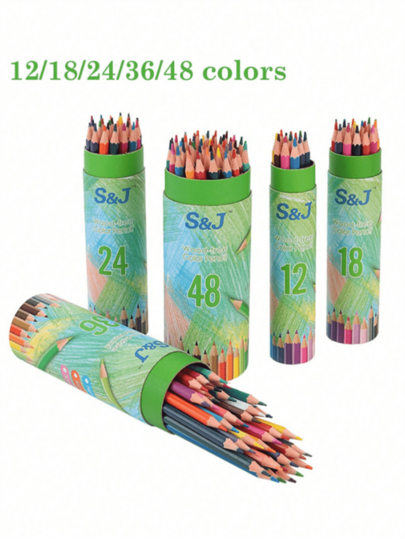 12/18/24/36/48 Ensemble de crayons de couleur, crayons de dessin multicolores, crayons de dureté B en matériau PS
