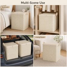 1pc Beige Storage Box, Minimalist Fabric Foldable Storage Bin, Large Capacity Stackable Quilt & Clothing Organizer, Zippered Dust-Proof & Moisture-Proof Blanket & Clothing Storage Bag, Suitable For Wardrobe, Bedroom, Closet, Dorm, Home - Gray Ripples - View 11