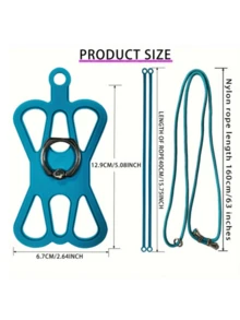 2 piezas Anillo universal anti-caída para soporte de teléfono, se ajusta a smartphones de 4.7" a 6.3", con cordón y funda de silicona hueca para teléfono - Multicolor - Ver 4