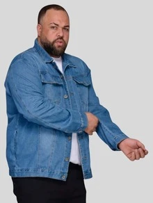 Men's Plus Size Light Denim Jacket - 克拉拉牛仔褲 - 查看 2
