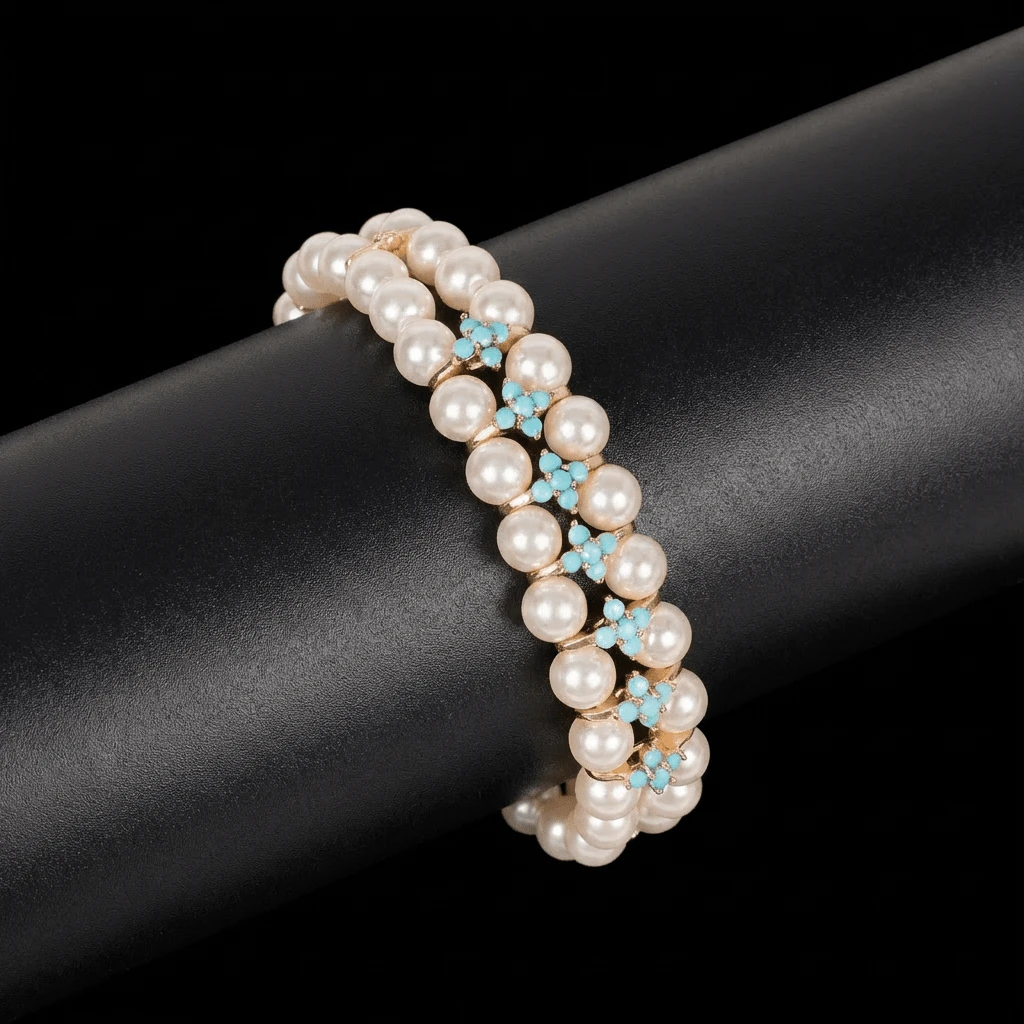 1pc 17cm+5cm Adjustable Size Double-Layer Bohemian Style Women's Bracelet, Minimalist Design, Double-Layer White Faux Pearl Handmade Beaded Bracelet, Suitable For Women's Daily, Festival And Multi-Occasion Wear, Gift