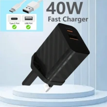 40W 快充，USB-C 充电器，Type-C + QC3.0 PD3.0 快充 USB-C 电源适配器，兼容 、Galaxy、Pixel、iPad、安卓手机，便携式设计（黑色，1 个装） - 英規插(220-240V) - 查看 7