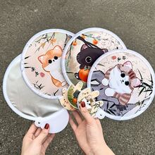 1pc Cute Cat Folding Fan With A Cat Design, 2-In-1 For Cooling And Sun Protection, Lightweight And Portable, Comes With A Storage Bag, A Refreshing Accessory For Summer, A Festive Gift, Perfect For Students, Travel Essentials And On Daily Outings - View 2