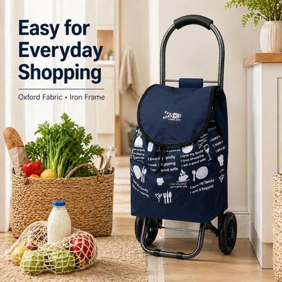 Carrello della spesa portatile di grande capacità / Carrello della spesa in tessuto Oxford con ruote / Carrello della spesa domestico adatto per la spesa quotidiana, il mercato degli agricoltori, brevi viaggi