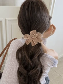 1PC Rhinestone Flower Spring Clip Hairpin Suitable For Women's Daily Hairstyle Decoration,Hair Clip,Birthday - Gold - View 1