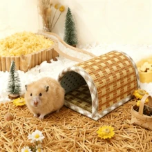 1 tấm thảm làm mát đường hầm mùa hè cho chuột hamster, bền, chống trầy xước, làm từ cỏ tự nhiên dệt, thích hợp cho thú cưng nhỏ như chuột hamster và chuột lang. - Nhiều màu - Xem 2