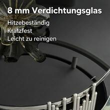 Modern 80cm Black Glass Coffee Table, Luxurious Living Room Table With Double Glass Top, Round Coffee Table With Silver Steel Base, Side Table With Round Glass Top, Center Table For Living Room/Home/Office - Black+Silver - View 8