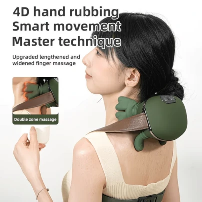 1pc Green USB Rechargeable Red Light Deep Tissue Massage Device, Bionic Finger Neck & Shoulder Heating Massager, Wireless Cervical Spine & Trapezius Muscle Heating Massager, Portable Finger Press Massager For Neck, Back, Shoulder & Leg, Perfect Gift For Relaxation - Unisex, Waist, Trapezius Muscle Massager, Wireless Portable Neck & Shoulder Heating Massager