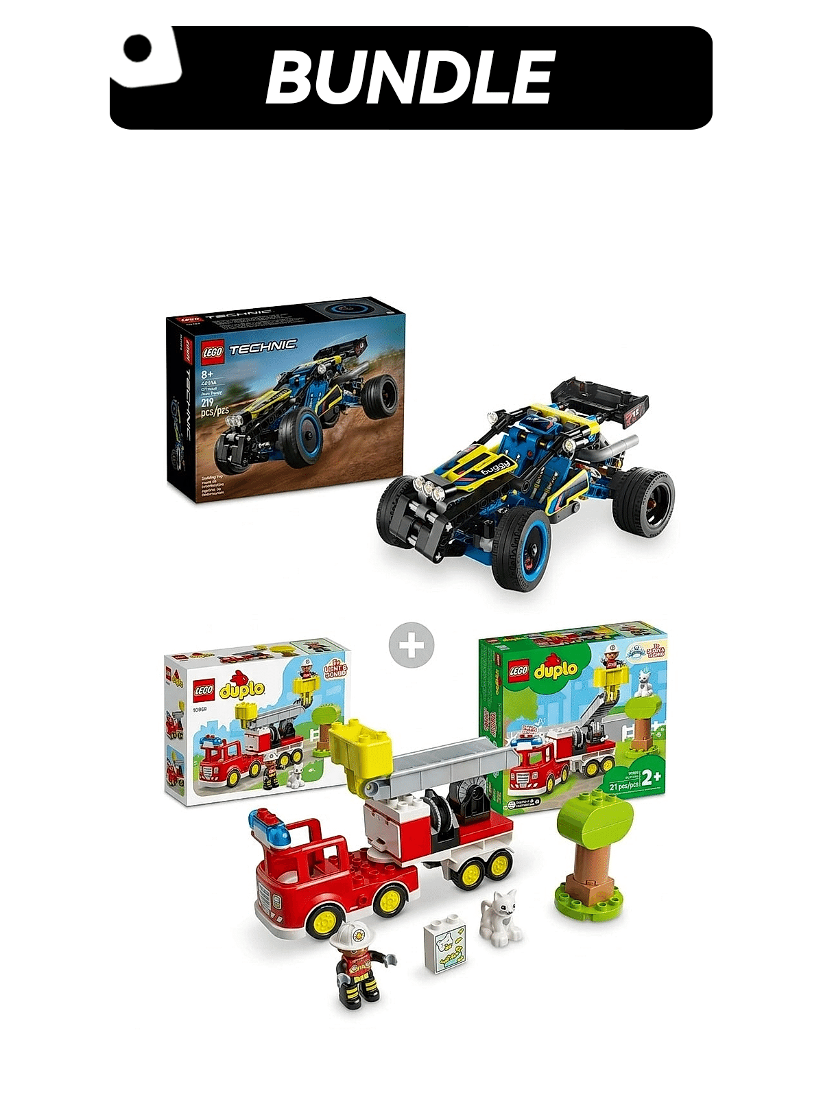 LEGO Xe đua địa hình Technic 42164, Bộ lắp ráp xe đua thực tế với động cơ 4 xi-lanh và hệ thống treo hoạt động, Đồ chơi đua xe phiêu lưu, Quà tặng cho trẻ em từ 8 tuổi trở lên, Đồ chơi STEM, Mô hình xe đua, Quà tặng mùa lễ hội/cưới + Xe cứu hỏa DUPLO 10969 – Xe cứu hỏa lắp ráp được với hình lính cứu hỏa, phụ kiện cứu hộ, Đồ chơi giáo dục, Quà tặng hàng đầu cho trẻ nhỏ từ 2 tuổi trở lên, Quà tặng mùa lễ hội/cưới - Nhiều màu - Xem 1