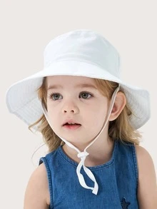 2 piezas Sombrero de cubo ajustable de unicolor y estampado con protección solar y transpirable para niños, adecuado para actividades al aire libre y uso diario - Multicolor - Ver 5