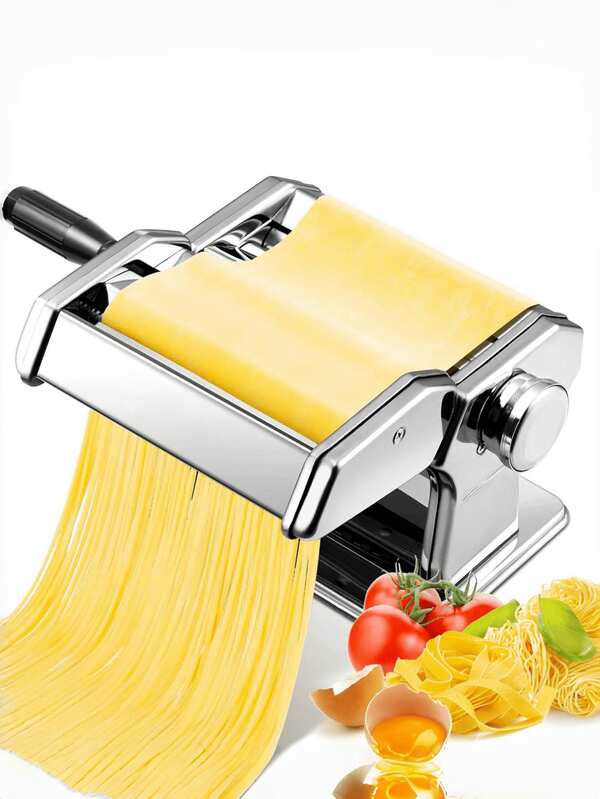 1 pieza Máquina de hacer pasta manual, prensa de pasta de aleación de aluminio de 180, ajustable a 9 grosores, incluye 2 cuchillas de corte, apta para hacer pasta italiana, lasaña, envolturas de empanadillas