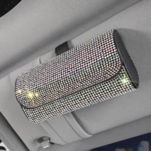 汽車遮陽板閃亮眼鏡盒，奢華人造鑽石眼鏡盒，遮陽板收納袋，時尚眼鏡收納盒，多功能遮陽板收納袋，閃亮水晶眼鏡盒，眼鏡配件 - 彩色 - 查看 15