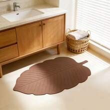 1 pieza Alfombra de baño de tierra de diatomeas con diseño floral negro & dorado, alfombra de baño, felpudo, alfombra pequeña, alfombra, decoración del hogar, alfombra para exteriores, alfombra de dormitorio, lavable - Hoja 3 - Ver 3