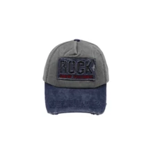 ROCK Letter Embroidered Patch Baseball Cap, Distressed Washed Streetwear Hat - A - View 9