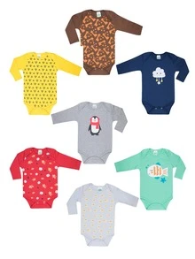 Baby Bodysuit 5 Pieces Unisex Girl Or Boy WINTER SEPARATE SEPARATE BODYSUIT Newborn Layette - 2510 - FEMININE - 羅莎 - 查看 4